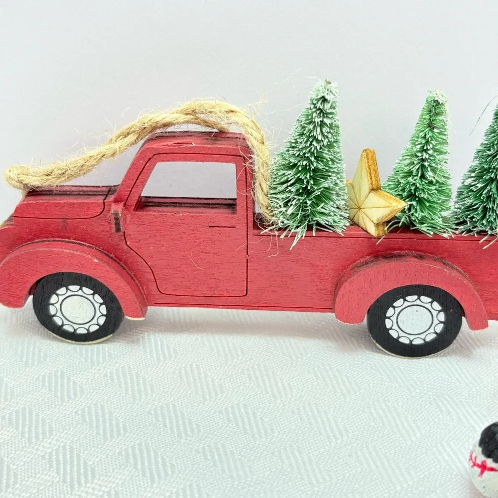 6 for$20❤️bundle item! Festive Dog Figurines with Red Truck Christmas Ornaments